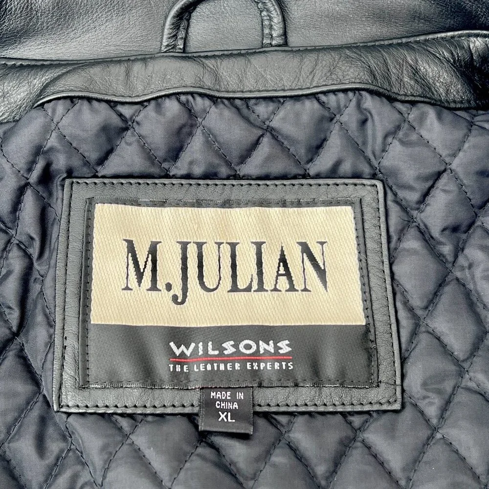 EUC Vintage 1990s M. Julian by Wilsons Leather Black Button Up Men's Car Coat XL